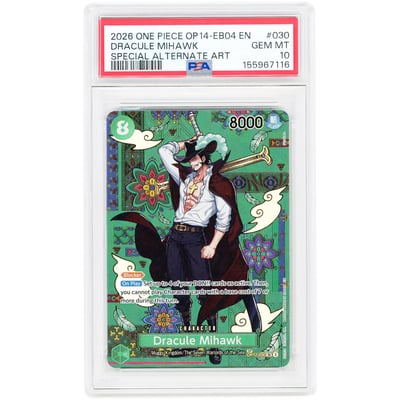 Dracule Mihawk 2026 One Piece The Azure Sea's Seven Special Alternate Art #OP12-030 PSA Authenticated 10 Card