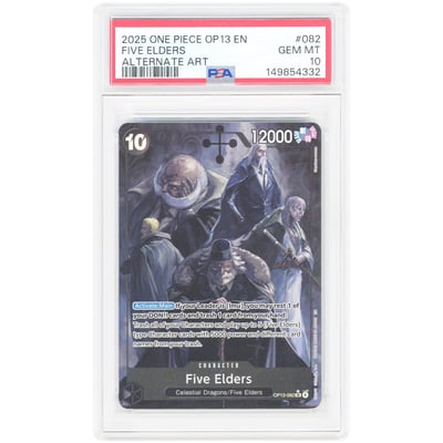Five Elders 2025 One Piece Carrying On His Will Alternate Art #OP13-082 PSA Authenticated 10 Card