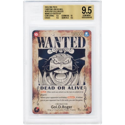 Gol.D.Roger 2025 One Piece Carrying On His Will Wanted SEC #OP09-118 BGS Authenticated 9.5 Card - 9.5,10,9.5,9.5 Subgrades