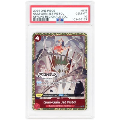 Gum-Gum Jet Pistol 2024 One Piece Offline Regional Vol. 1 Common #ST01-015 PSA Authenticated 10 Card