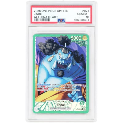 Jinbe 2025 One Piece A Fist of Divine Speed Alternate Art #OP11-021 PSA Authenticated 10 Card