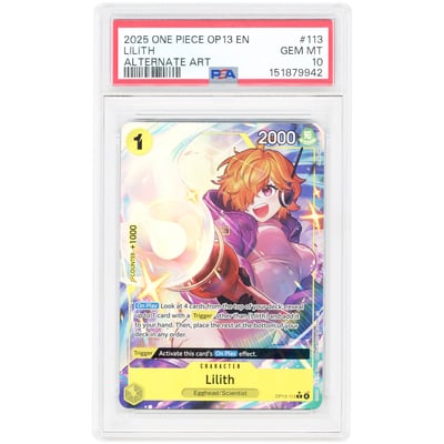 Lilith 2025 One Piece Carrying On His Will Alternate Art #OP13-113 PSA Authenticated 10 Card