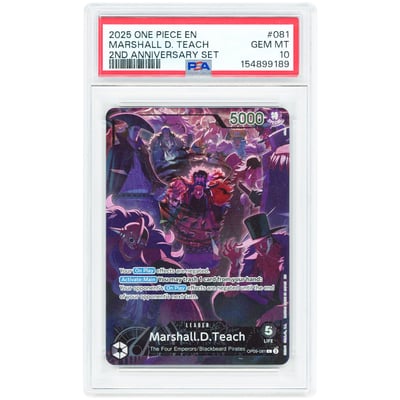 Marshall.D.Teach 2025 One Piece English Version 2nd Anniversary Set Promo #OP09-081 PSA Authenticated 10 Card