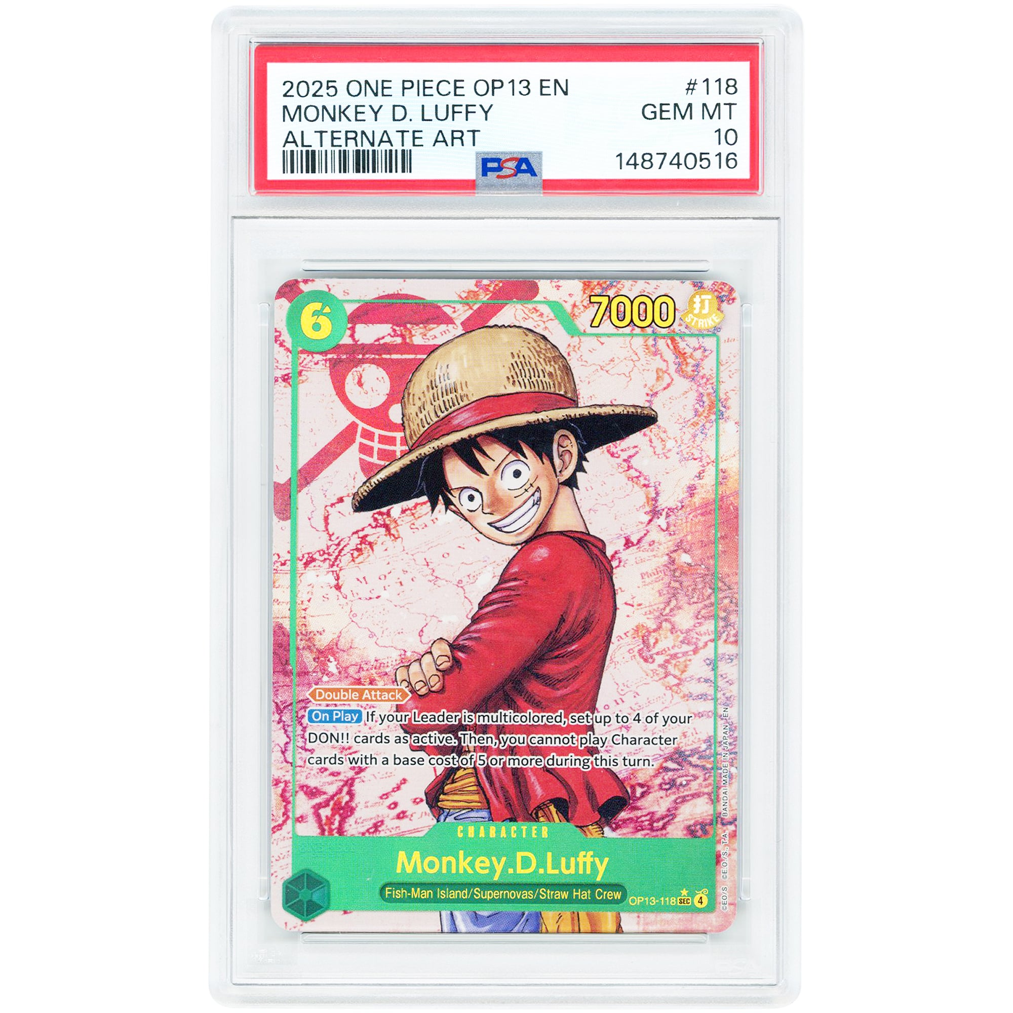 Monkey D. Luffy 2025 One Piece OP13 Alternate Art #118 PSA 