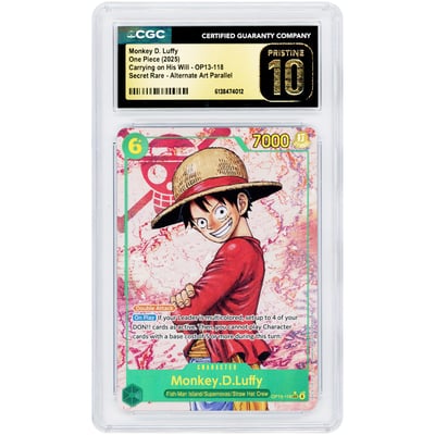 Monkey D.Luffy 2025 One Piece Carrying On His Will Secret Rare Alternate Art Parallel #OP13-118 CGC Authenticated Pristine 10 Card