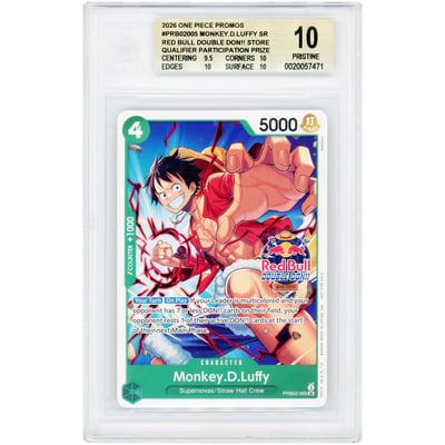 Monkey D.Luffy 2026 One Piece Red Bull Double Don!! Super Rare #PRB02-005 BGS Authenticated Pristine 10 Card