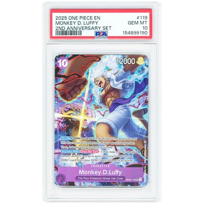 Monkey.D.Luffy 2025 One Piece English Version 2nd Anniversary Set Promo #OP05-119 PSA Authenticated 10 Card