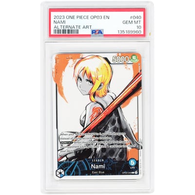Nami 2023 One Piece Pillars of Strength Alternate Art #OP03-040 PSA Authenticated 10 Card