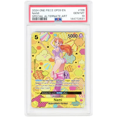 Nami 2024 One Piece Emperors in the New World Special Alternate Art #OP08-106 PSA Authenticated 10 Card