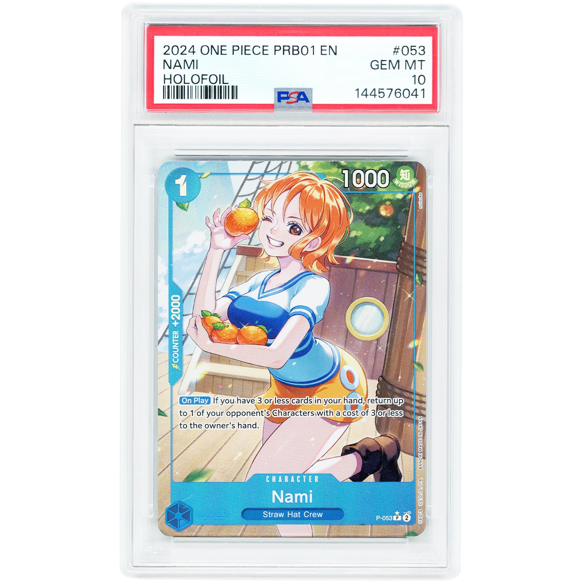 Nami 2024 One Piece The Best Holofoil #053 PSA Authenticated 10 Card