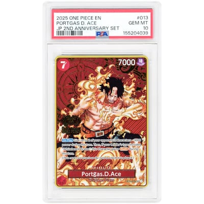 Portgas.D.Ace 2025 One Piece 2nd Anniversary Set Japanese Secret Rare #OP02-013 PSA Authenticated 10 Card