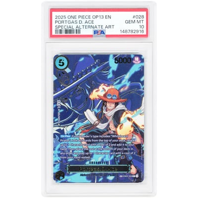 Portgas.D.Ace 2025 One Piece Carrying On His Will Special Alternate Art #EB02-028 PSA Authenticated 10 Card