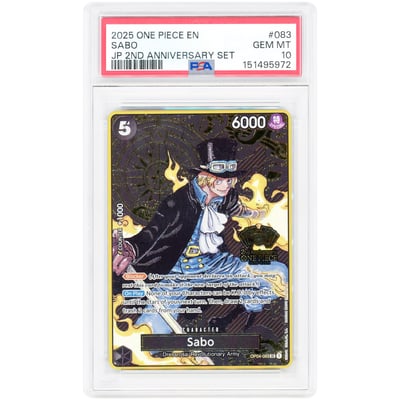 Sabo 2025 One Piece Japanese Version 2nd Anniversary Set SR #OP04-083 PSA Authenticated 10 Card