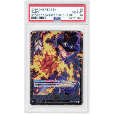 Sabo 2025 One Piece Store Treasure Cup 2025 Secret Rare #OP13-120 PSA Authenticated 10 Card