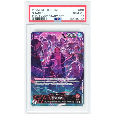 Shanks 2025 One Piece English Version 2nd Anniversary Set Promo #OP09-001 PSA Authenticated 10 Card
