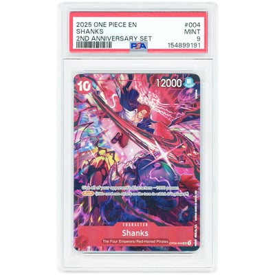 Shanks 2025 One Piece English Version 2nd Anniversary Set Promo #OP09-004 PSA Authenticated 9 Card