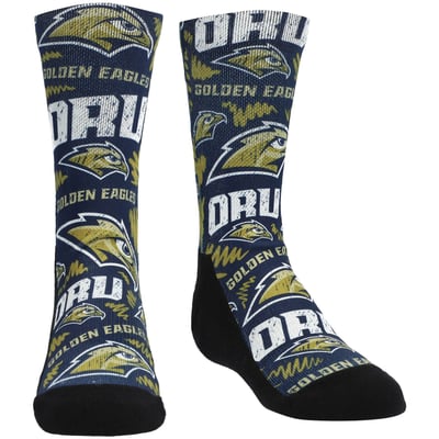  Oral Roberts Golden Eagles Rock Em Youth Logo Sketch Crew Socks - Navy