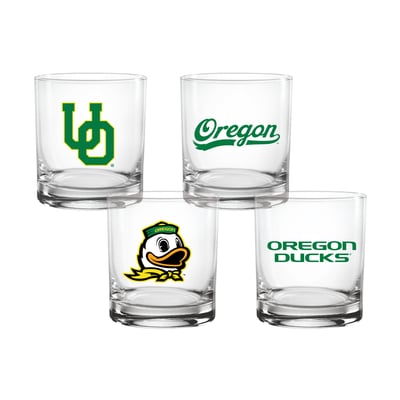  Oregon Ducks Indigo Falls Core 4-Pack Collectors 14oz. Rocks Glass Set
