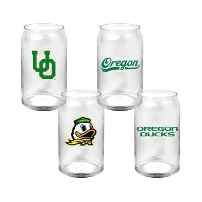  Oregon Ducks Indigo Falls Core Collectors Glass Can 4-Pack Set