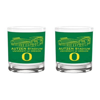  Oregon Ducks Indigo Falls Core Stadium Rocks Glass 2-Pack