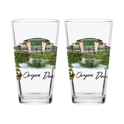  Oregon Ducks Indigo Falls Laura Wilcox Mascot Pint Glass Set of 2