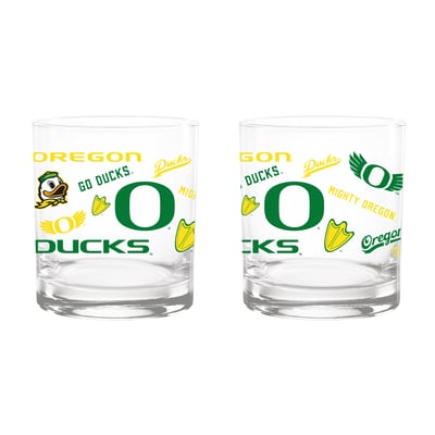 Indigo Falls Oregon Ducks Medley Vintage Rocks Glass - Set of 2
