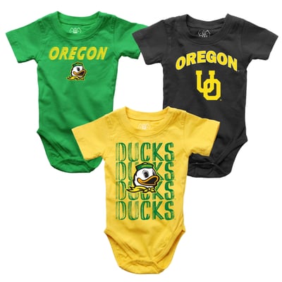  Oregon Ducks Wes & Willy Infant Three-Pack Bodysuit Set