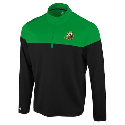  Oregon Ducks Antigua Hinder Colorblock Quarter-Zip Pullover - Black