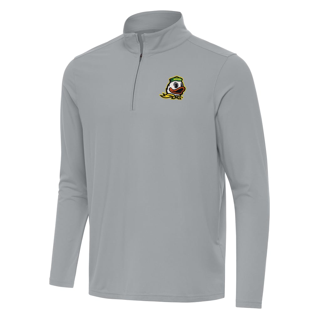 Oregon Ducks Antigua Intent Quarter-Zip Top - Gray