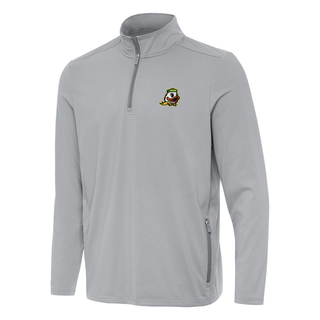  Oregon Ducks Antigua Perilous Quarter-Zip Sweatshirt - Gray
