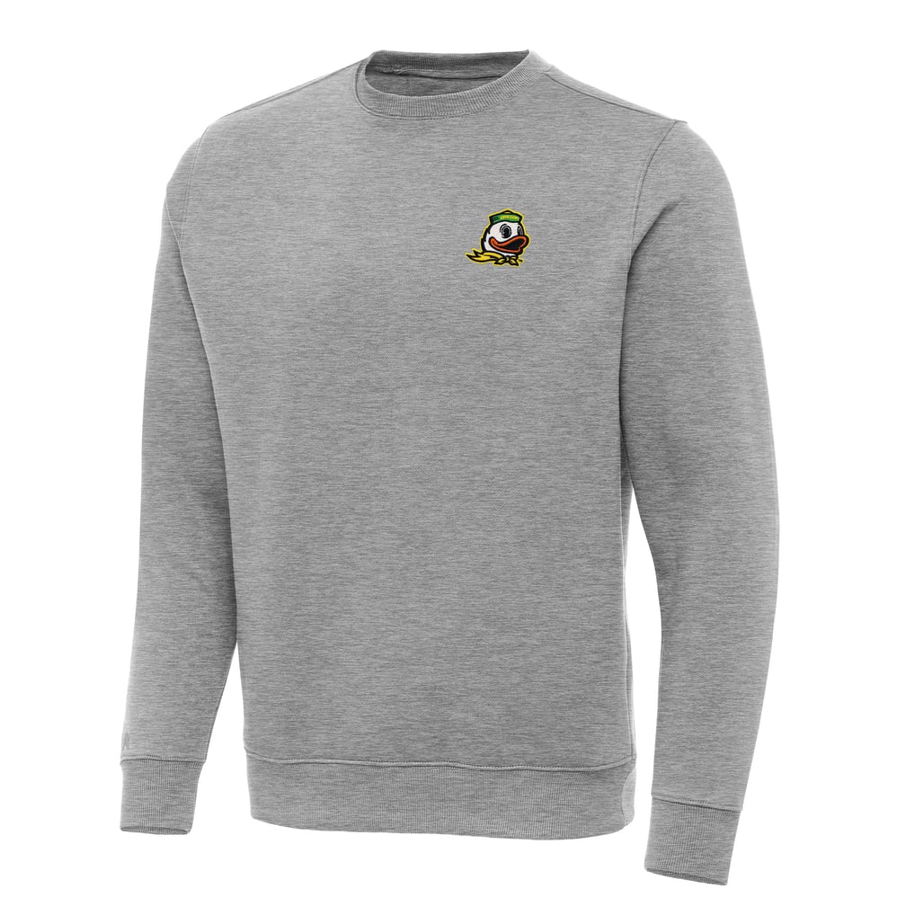 Oregon Ducks Antigua Big & Tall Victory Crewneck Pullover Sweatshirt - Heather Gray