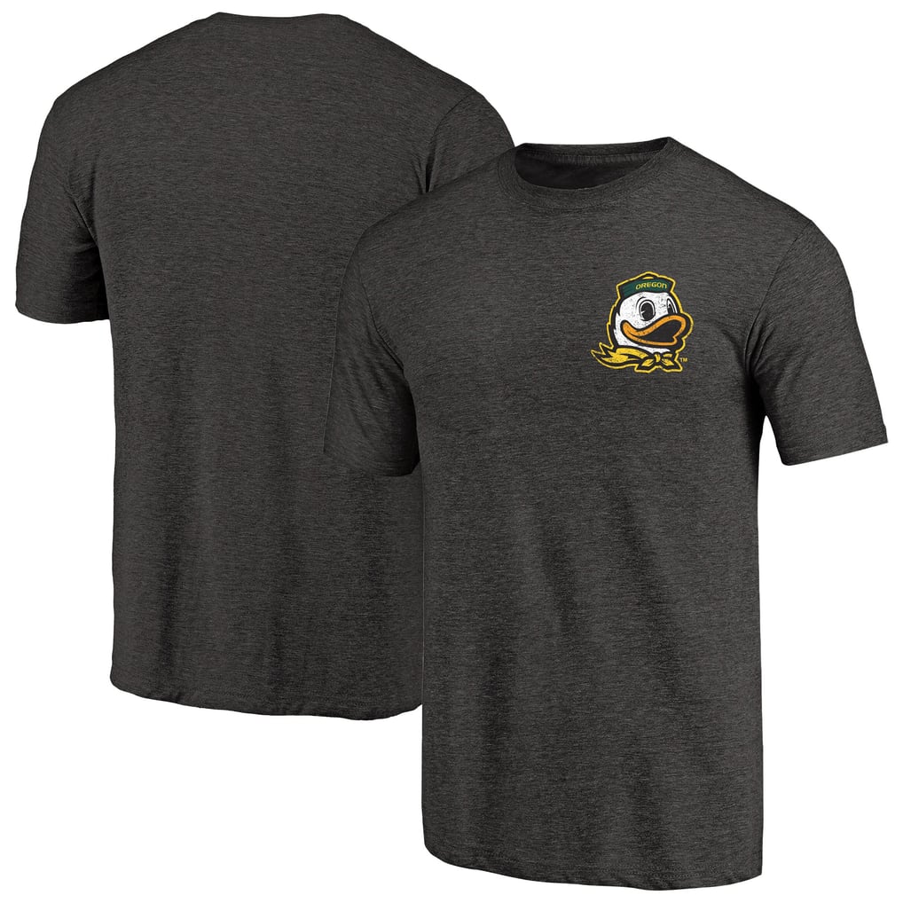 Oregon Ducks Left Chest Distressed Logo Tri-Blend T-Shirt - Black Heathered