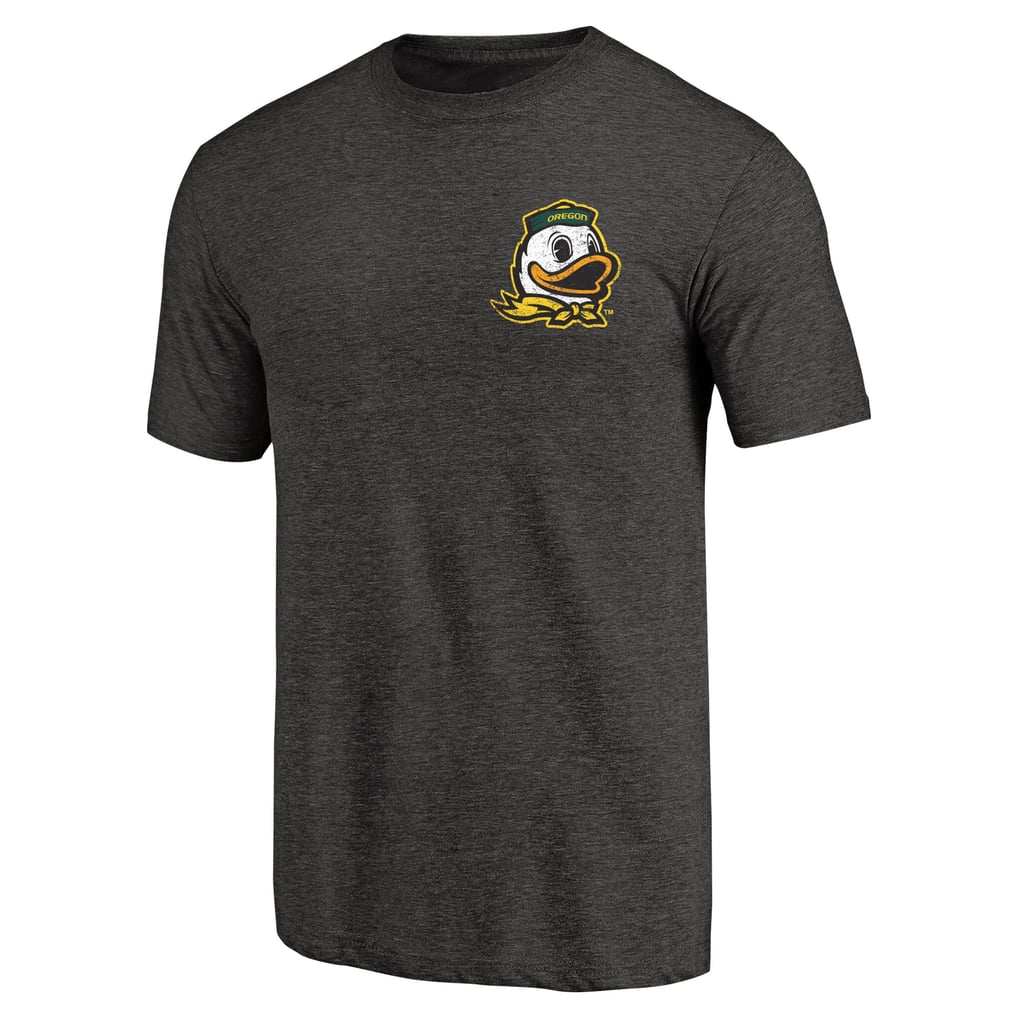 Oregon Ducks Left Chest Distressed Logo Tri-Blend T-Shirt - Black Heathered