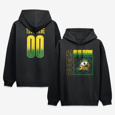 Oregon Ducks Big & Tall Home Field Pop Personalized Any Name & Number Hoodie - Black