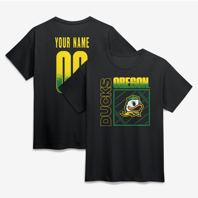 Oregon Ducks Big & Tall Home Field Pop Personalized Any Name & Number T-Shirt - Black
