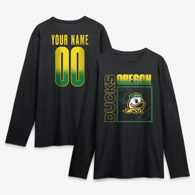 Oregon Ducks  Home Court Pop Personalized Any Name & Number Long Sleeve T-Shirt - Black