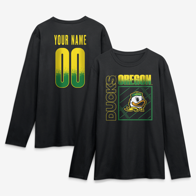 Oregon Ducks  Home Field Pop Personalized Any Name & Number Long Sleeve T-Shirt - Black