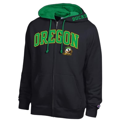 Oregon Ducks Champion Arch Logo Full-Zip Fleece Hoodie - Black