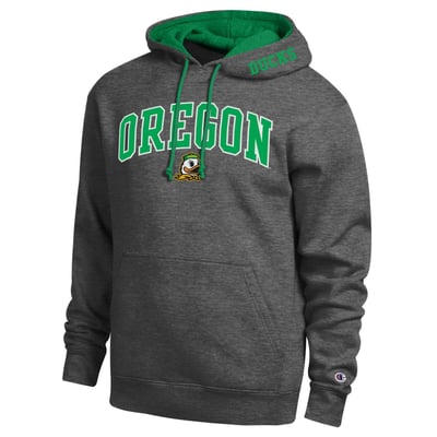  Oregon Ducks Champion Arch Tackle Twill Hoodie - Charcoal