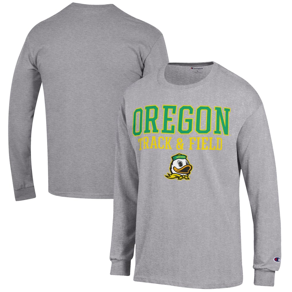  Oregon Ducks Champion Track & Field Stack Long Sleeve T-Shirt - Gray