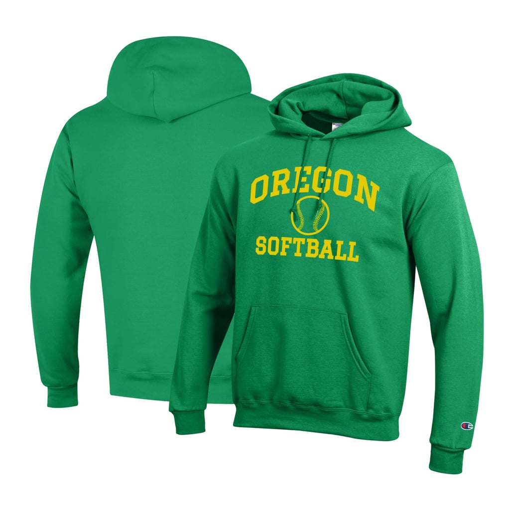 Oregon Ducks Champion Primary Team Logo Icon Softball Powerblend Pullover Hoodie - Green