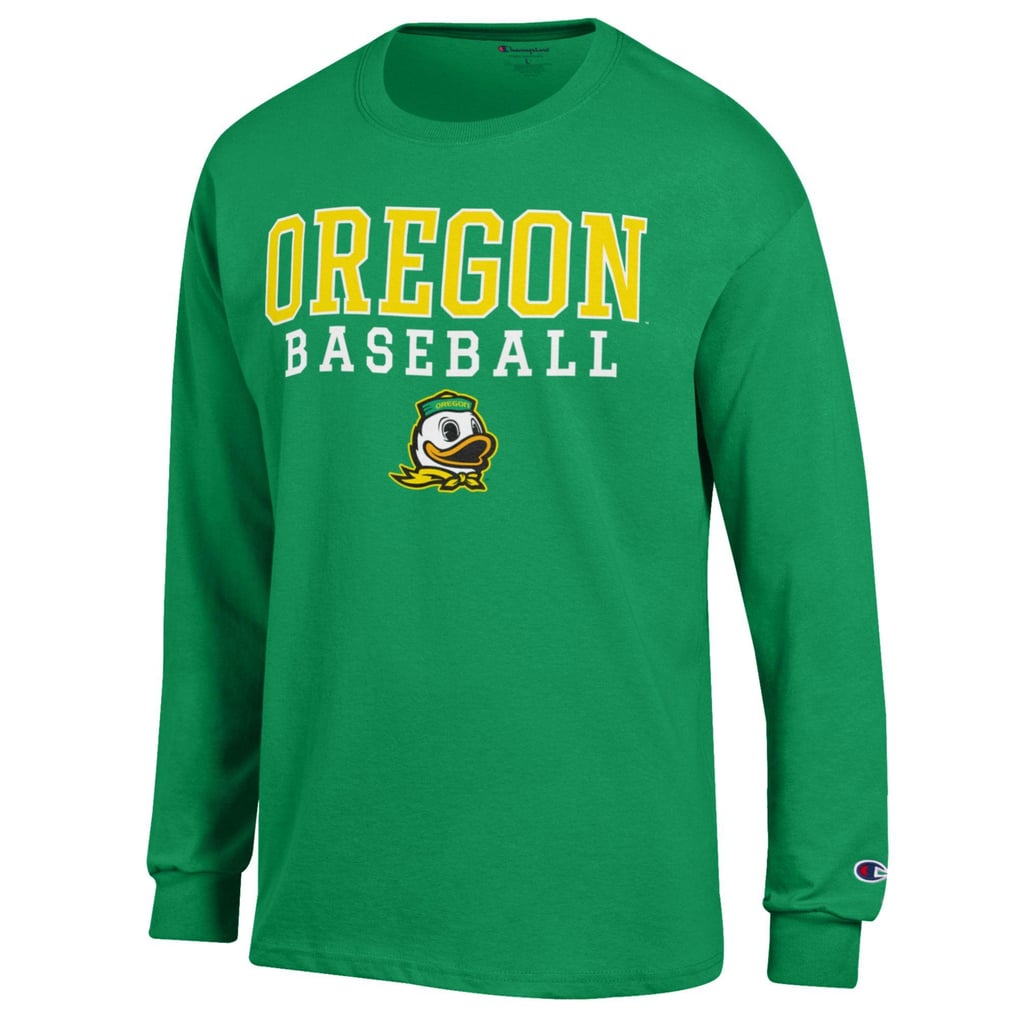 Oregon Ducks Champion Primary Team Logo Stack Logo Baseball Powerblend Long Sleeve T-Shirt - Green