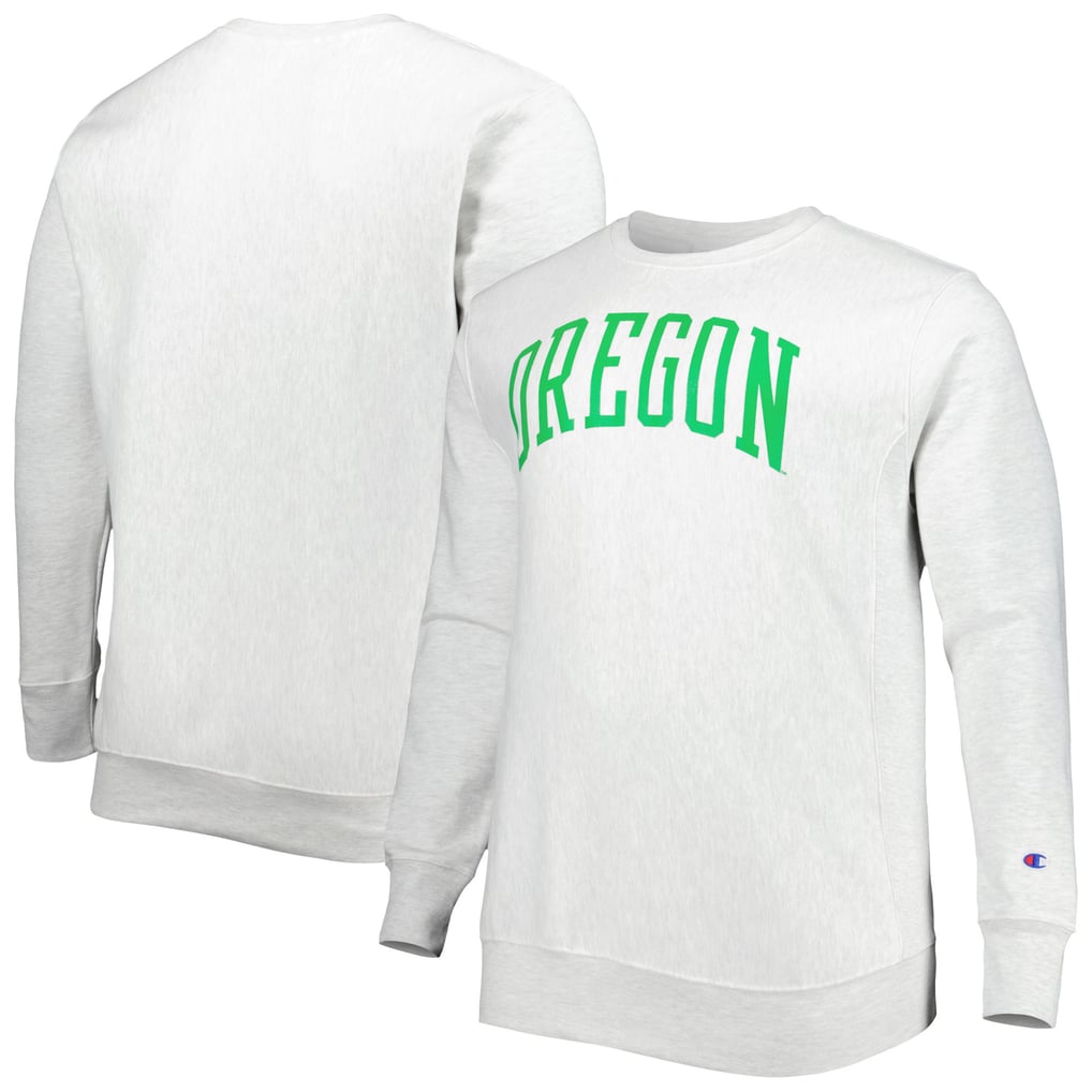 Oregon Ducks Champion Big & Tall Reverse Weave Fleece Crewneck Pullover Sweatshirt - Heathered Gray