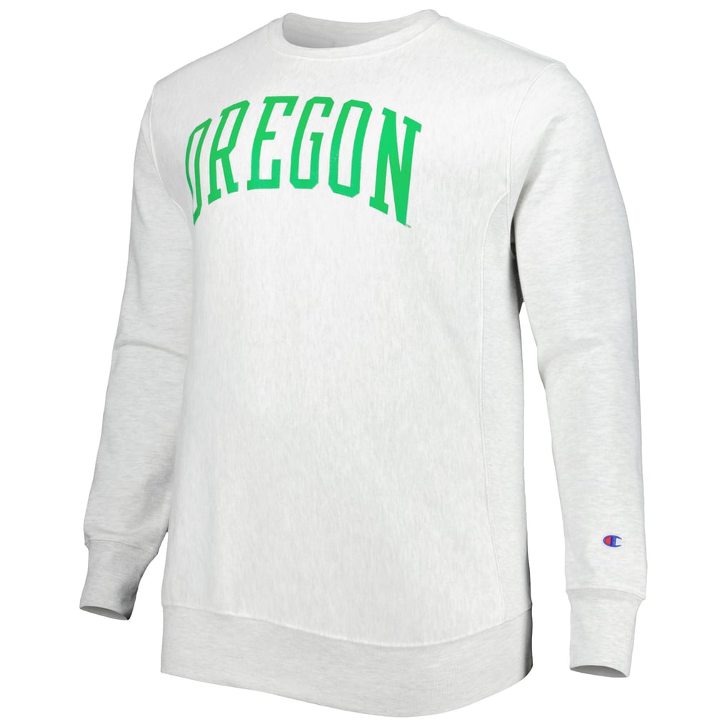 Oregon Ducks Champion Big & Tall Reverse Weave Fleece Crewneck Pullover Sweatshirt - Heathered Gray