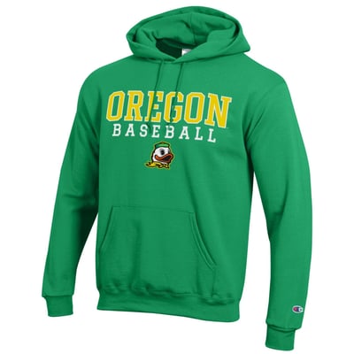  Oregon Ducks Champion Baseball Stacked Pullover Hoodie - Kelly Green