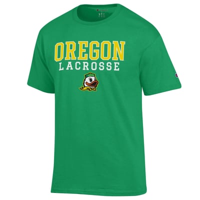  Oregon Ducks Champion Lacrosse Stacked T-Shirt - Kelly Green