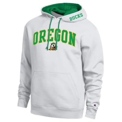  Oregon Ducks Champion Arch Tackle Twill Hoodie - White