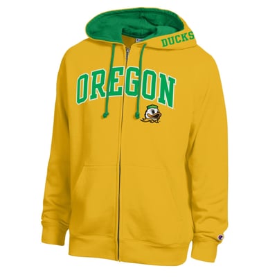 Oregon Ducks Champion Arch Logo Full-Zip Fleece Hoodie - Yellow