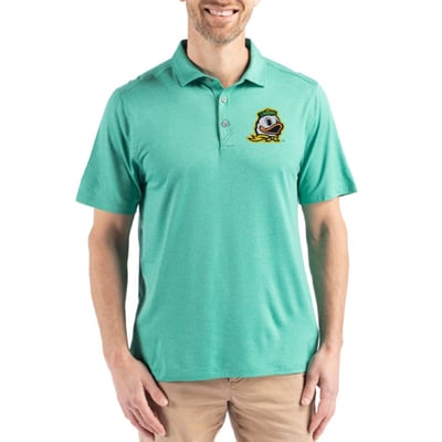  Oregon Ducks Cutter & Buck Coastline Recycled Double Peached Polo - Kelly Green