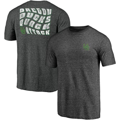 Oregon Ducks Fanatics Wavy Tri-Blend T-Shirt - Heathered Charcoal
